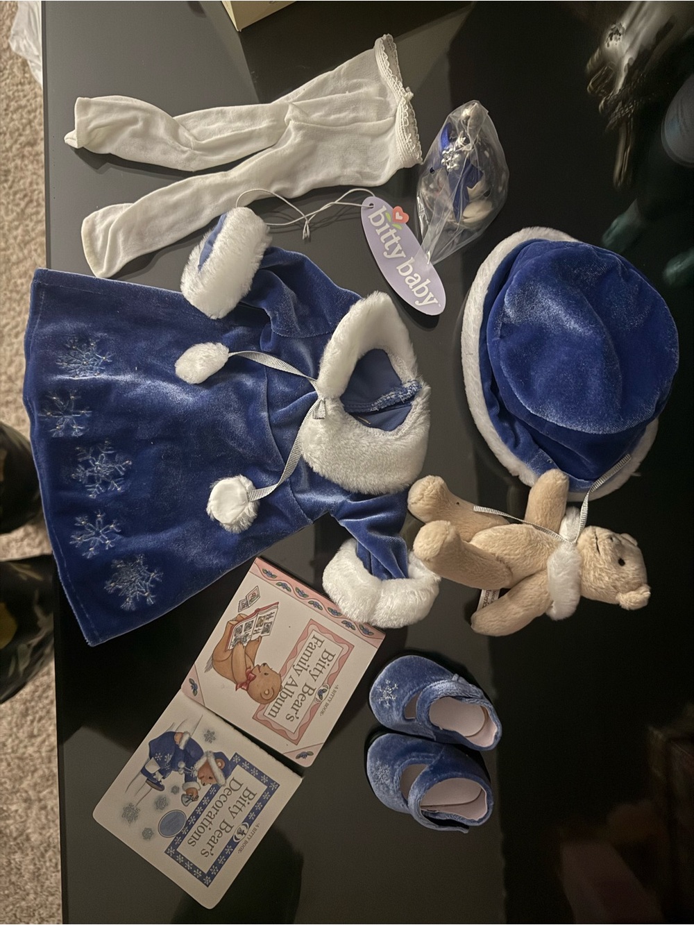 American Girl Blue Velvet Winter Dress & Hat Set BITTY BABY